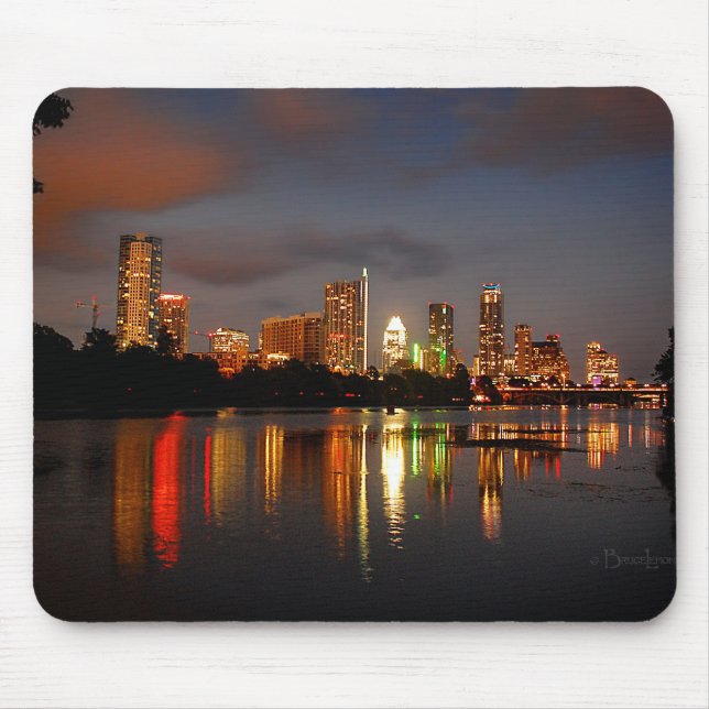 Ladybird Lake Austin Texas Night Skyline Mouse Pad (Front)