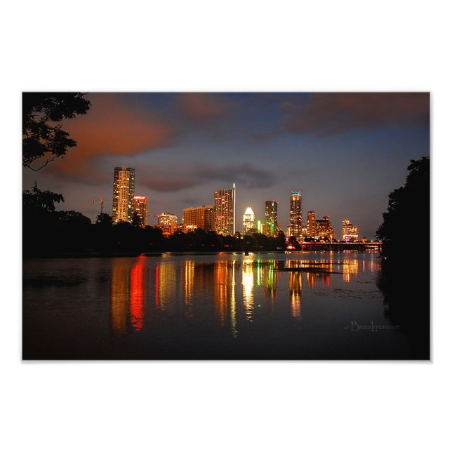 Ladybird Lake Austin Texas Night Skyline Photo Print (Front)