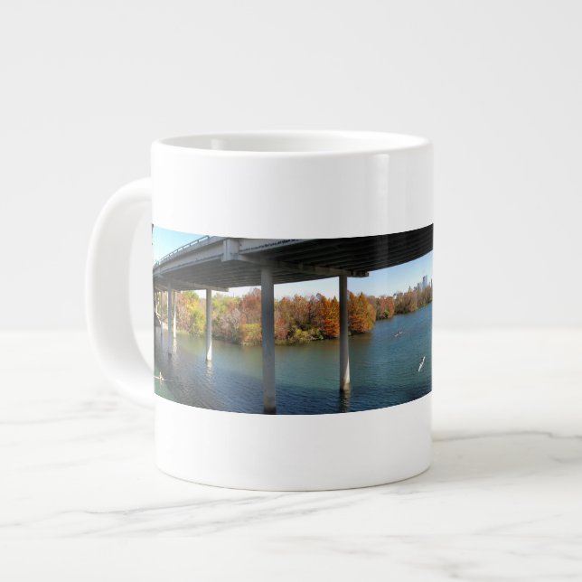 Ladybird Lake Rowers - Austin Texas Skyline Large Coffee Mug (Front Left)