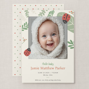 Ladybird Meadow Baby Photo Birth Announcement
