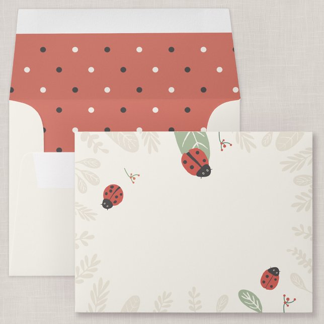 Ladybird Meadow Children's Note Card Envelope (Ladybird Meadow - Ladybug Personalized Envelope, A2 Size)
