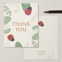 Ladybird Meadow Personalised Baby Thank You Card