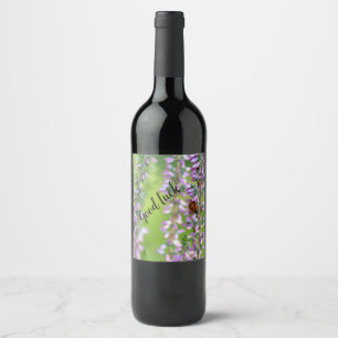 Ladybird on flower - wine label