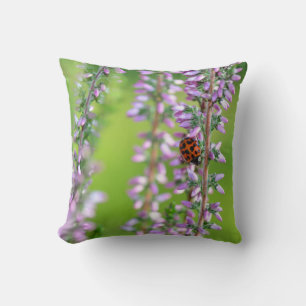 Ladybird on purple flower - cushion