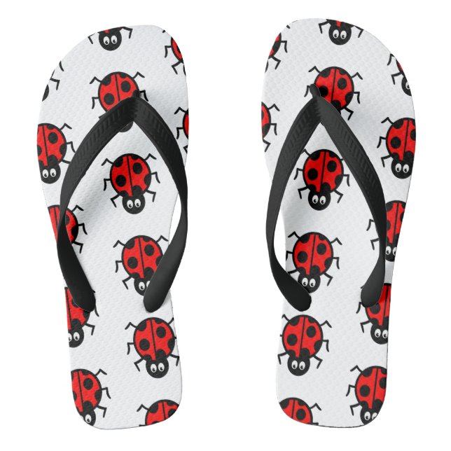 Ladybird Pattern Flip Flops (Footbed)