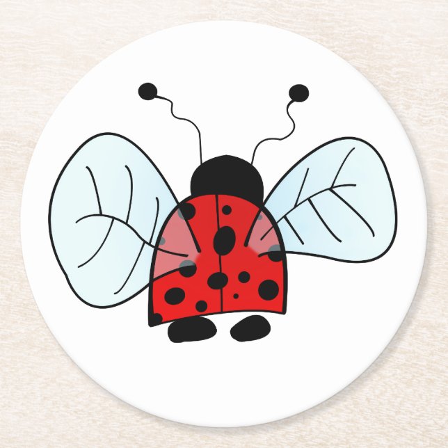 Ladybird Round Paper Coaster (Front)