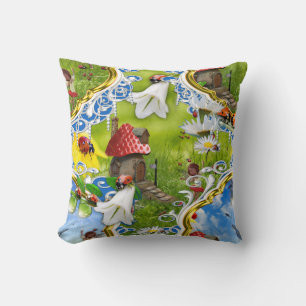 LADYBIRDS AND BUTTERFLIES THROW PILLOW