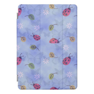 Ladybirds and Falling Leaves Blue Pattern iPad Pro Cover