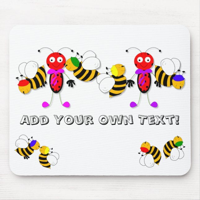 Ladybirds Ladybugs and Bees Cute Mousepad Design (Front)