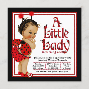 Ladybug 1st Birthday Party Invitations