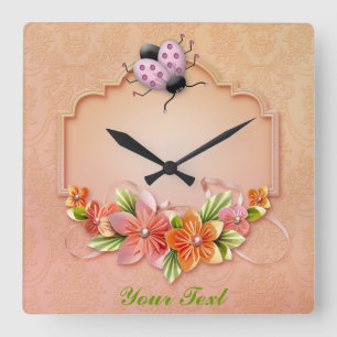 Ladybug #3 Square Wall Clock