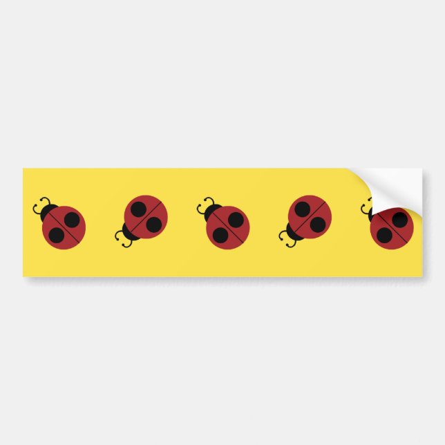Ladybug 60s retro cool red yellow bumper sticker (Front)