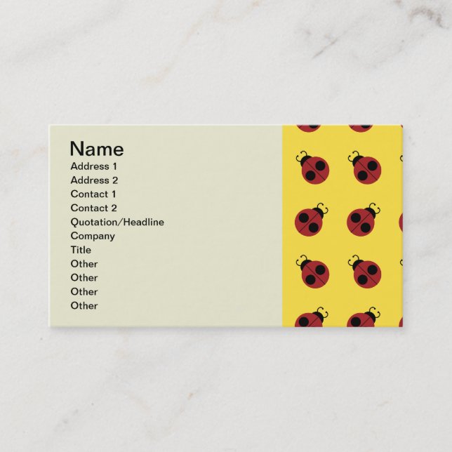 Ladybug 60s retro cool red yellow business card (Front)