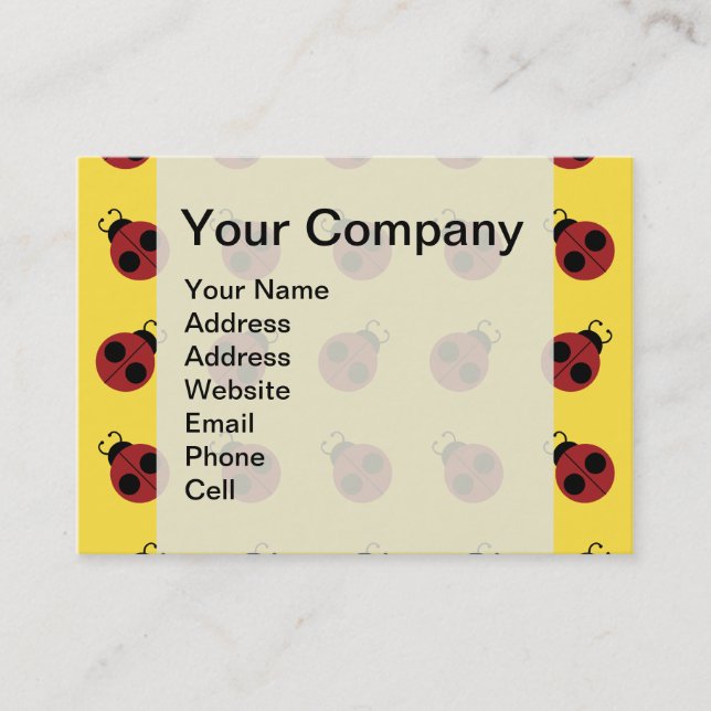 Ladybug 60s retro cool red yellow business card (Front)