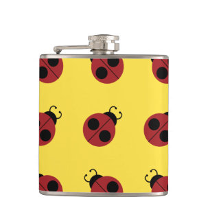 Ladybug 60s retro cool red yellow hip flask