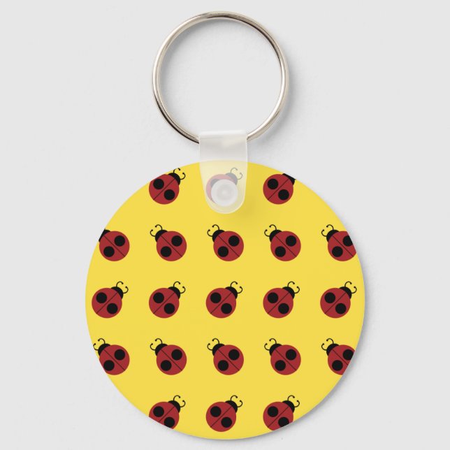 Ladybug 60s retro cool red yellow key ring (Front)