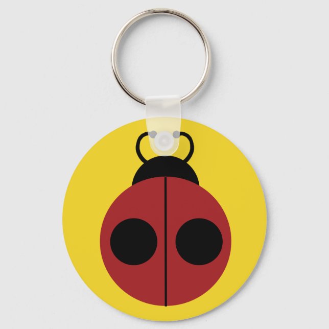 Ladybug 60s retro cool red yellow key ring (Front)