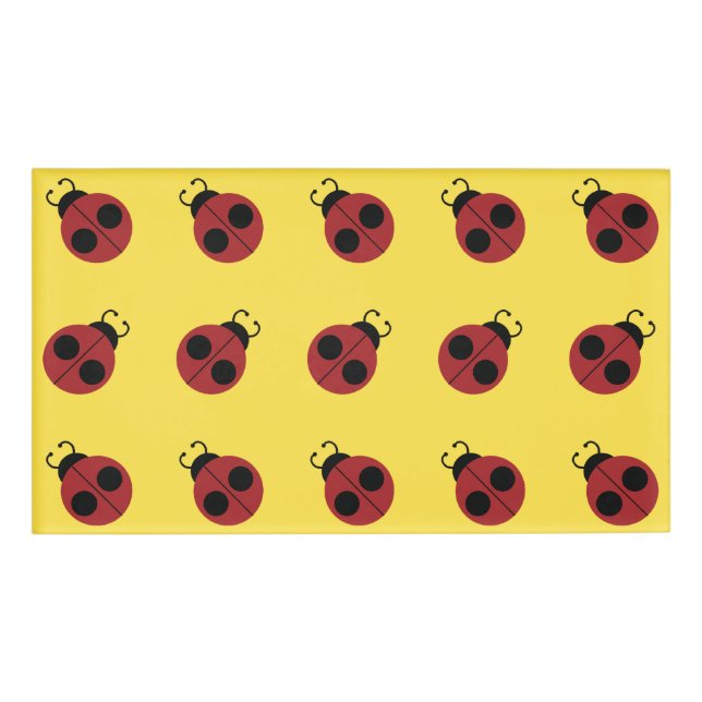 Ladybug 60s retro cool red yellow name tag (Front)