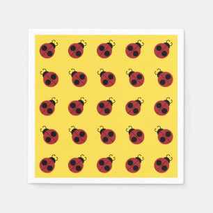 Ladybug 60s retro cool red yellow napkin