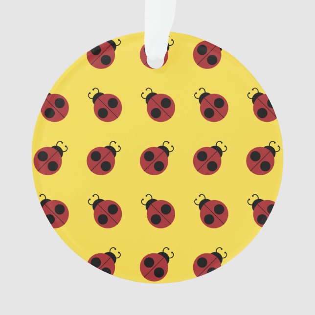 Ladybug 60s retro cool red yellow ornament (Front)