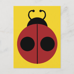Ladybug 60s retro cool red yellow postcard