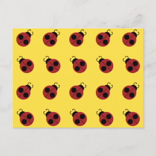 Ladybug 60s retro cool red yellow postcard
