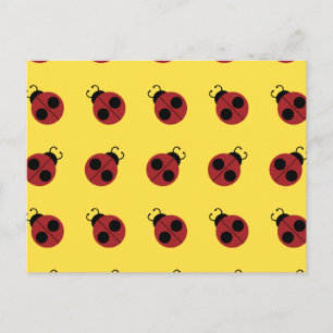 Ladybug 60s retro cool red yellow postcard