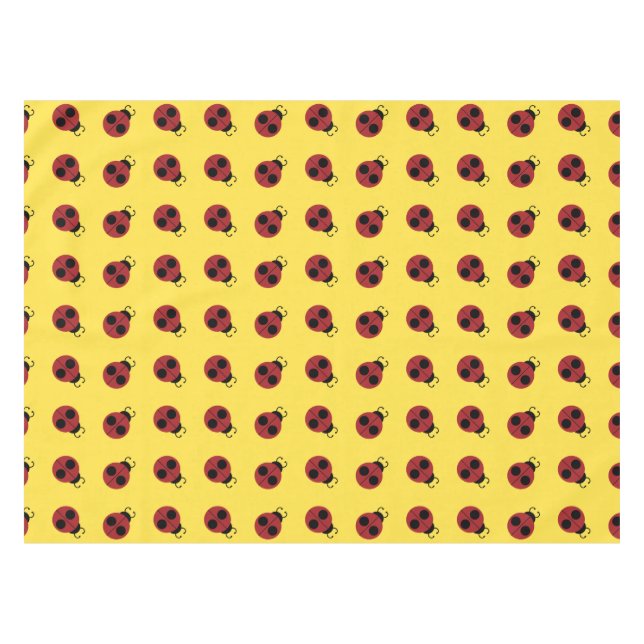 Ladybug 60s retro cool red yellow tablecloth (Front (Horizontal))