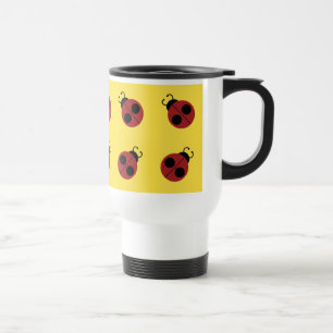 Ladybug 60s retro cool red yellow travel mug