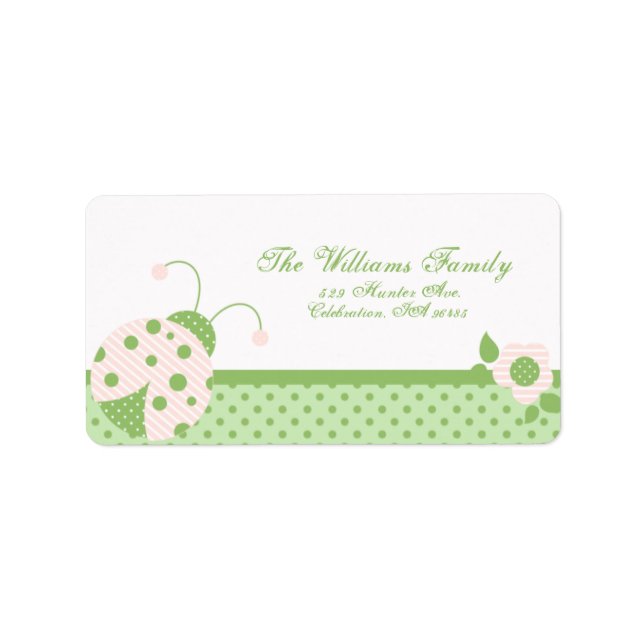 Ladybug Address Label-pink-green Label (Front)