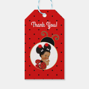 Ladybug African American Baby Girl Red & Black Gift Tags