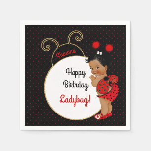 Ladybug African American Baby Girl Red & Black Napkin