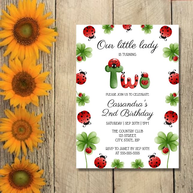 Ladybug Alphabet Letter Kids 2nd Birthday  Invitation (Creator Uploaded)