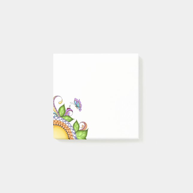 Ladybug and Butterfly Doodle Flower Post-it Notes (Front)