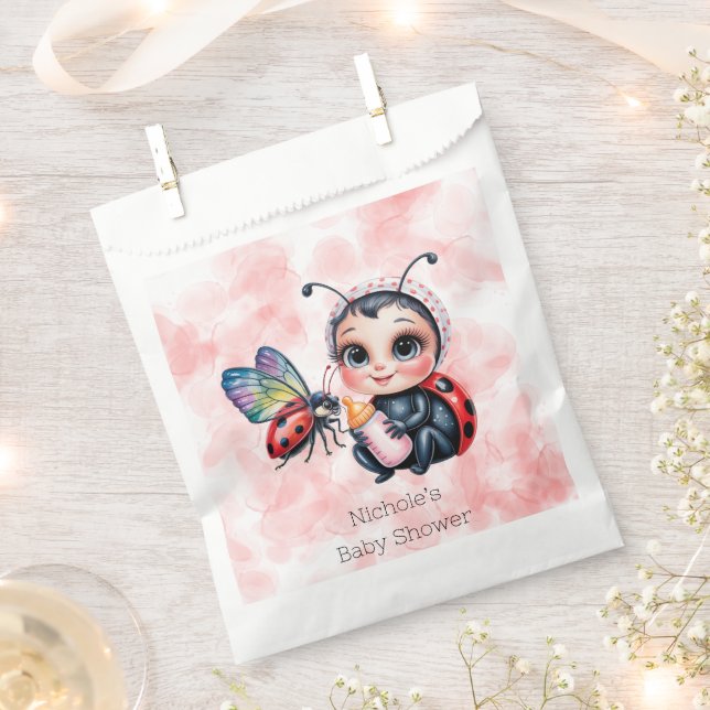 Ladybug and Butterfly Girl Baby Shower Favour Bag (Clipped)