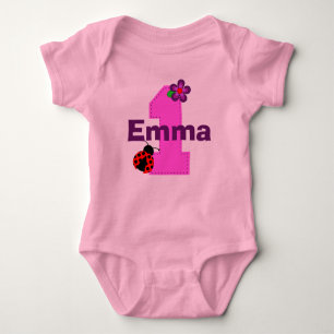 Ladybug and Flower First Birthday Shirt