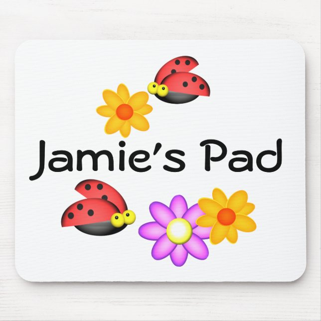 Ladybug and Flowers Mouse Pad (Front)