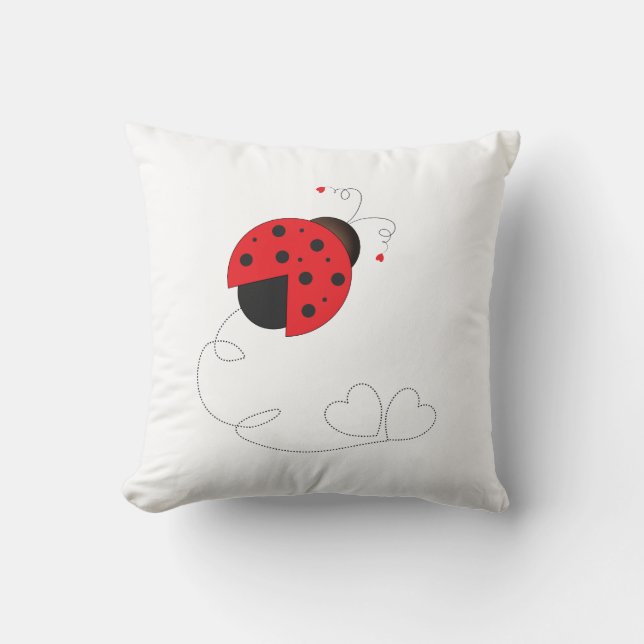Ladybug and hearts cushion (Front)