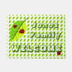 Ladybug and Leaf Personalised Doormat