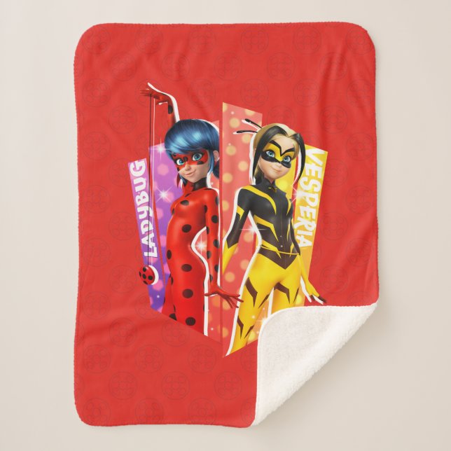 Ladybug and Vesperia Graphic Sherpa Blanket (Front)