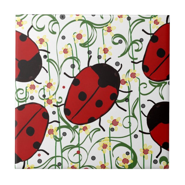 Ladybug Art Ceramic Tile (Front)