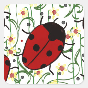 Ladybug Art Square Sticker