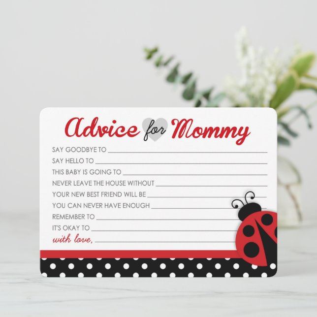 Ladybug Baby Shower Advice Cards (Standing Front)