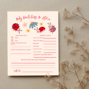 Ladybug Baby Shower Baby Predictions & Advice Card