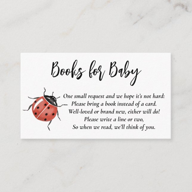 Ladybug Baby Shower Book Request Enclosure Card (Front)