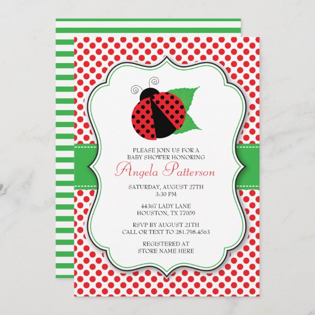Ladybug Baby Shower Invitation (Front/Back)