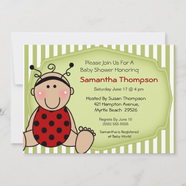Ladybug Baby Shower  Invitation (Front)