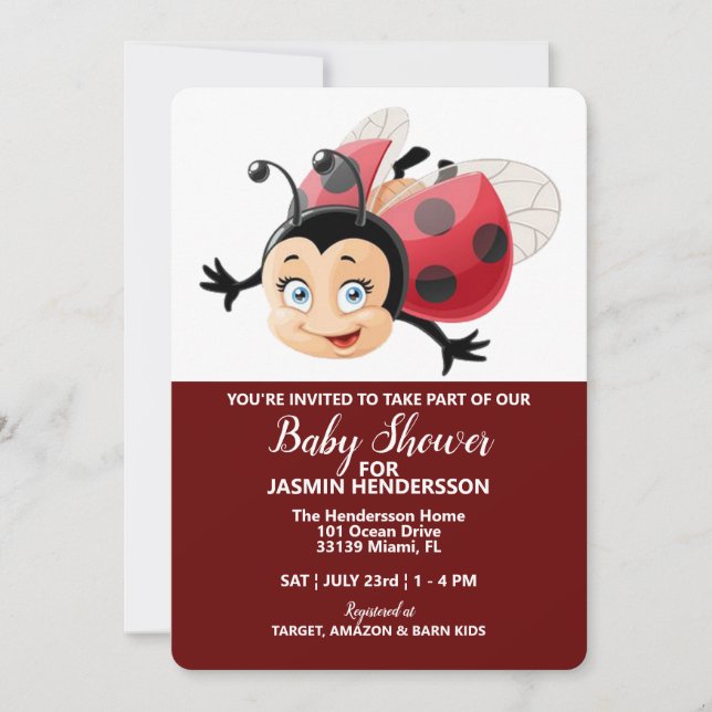 LadyBug - Baby Shower, Invitation (Front)