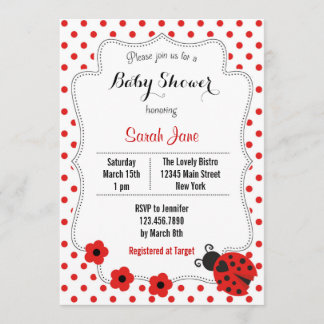 Ladybug Baby Shower Invitation Polkadot