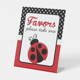 Ladybug Baby Shower or Birthday Favour Party Pedestal Sign